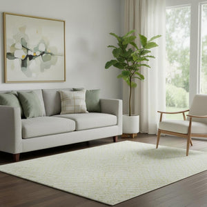 HomeRoots 5' X 8' Yellow and Ivory Geometric Area Rug – Stylish, Washable, UV-Protected for High-Traffic Spaces 682945