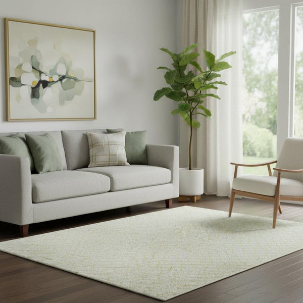 HomeRoots 5' X 8' Yellow and Ivory Geometric Area Rug – Stylish, Washable, UV-Protected for High-Traffic Spaces 682945