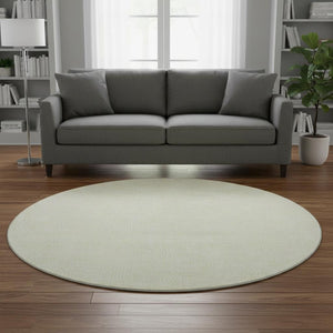 HomeRoots 8' Yellow And Ivory Geometric Washable Round Rug - UV Protected, Stain-Resistant, Modern Design 682946