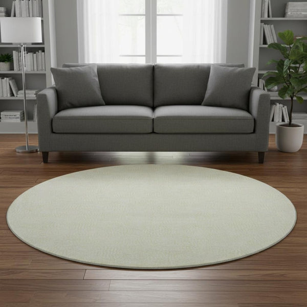 HomeRoots 8' Yellow And Ivory Geometric Washable Round Rug - UV Protected, Stain-Resistant, Modern Design 682946