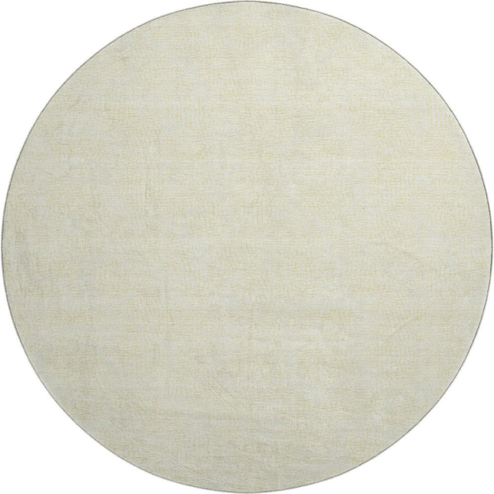 HomeRoots 8' Yellow And Ivory Geometric Washable Round Rug - UV Protected, Stain-Resistant, Modern Design 682946