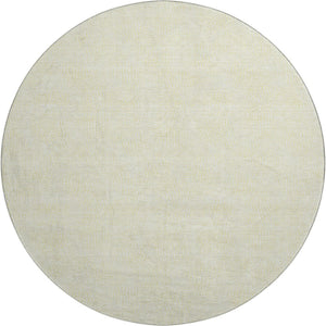 HomeRoots 8' Yellow And Ivory Geometric Washable Round Rug - UV Protected, Stain-Resistant, Modern Design 682946