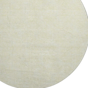 HomeRoots 8' Yellow And Ivory Geometric Washable Round Rug - UV Protected, Stain-Resistant, Modern Design 682946