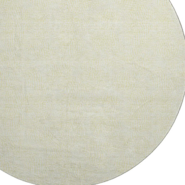HomeRoots 8' Yellow And Ivory Geometric Washable Round Rug - UV Protected, Stain-Resistant, Modern Design 682946