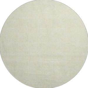 HomeRoots 8' Yellow And Ivory Geometric Washable Round Rug - UV Protected, Stain-Resistant, Modern Design 682946