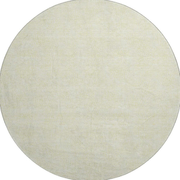 HomeRoots 8' Yellow And Ivory Geometric Washable Round Rug - UV Protected, Stain-Resistant, Modern Design 682946