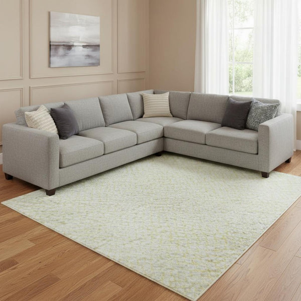 HomeRoots 10' X 14' Yellow Geometric Washable Area Rug - Durable, UV-Protected, Perfect for Families & Pets! 682949