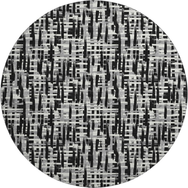 HomeRoots 8' Modern Abstract Geometric Washable Round Rug - Durable, Stain-Resistant, UV Protected Design 682952