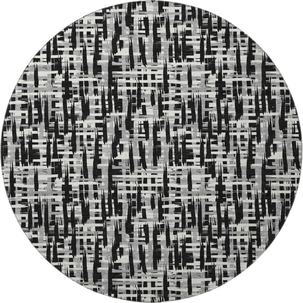 HomeRoots 8' Modern Abstract Geometric Washable Round Rug - Durable, Stain-Resistant, UV Protected Design 682952