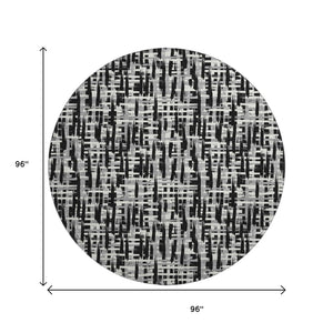 HomeRoots 8' Modern Abstract Geometric Washable Round Rug - Durable, Stain-Resistant, UV Protected Design 682952