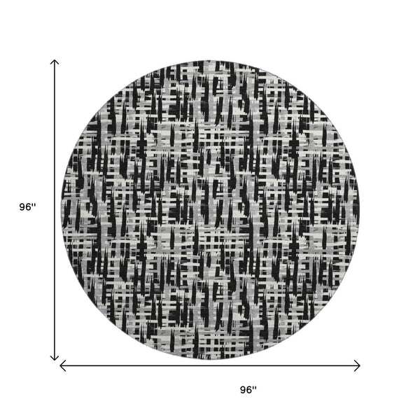 HomeRoots 8' Modern Abstract Geometric Washable Round Rug - Durable, Stain-Resistant, UV Protected Design 682952