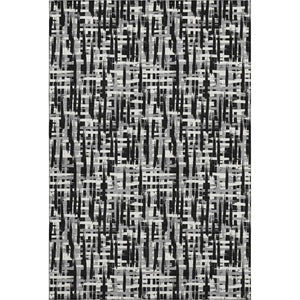 HomeRoots 9' X 12' Modern Black Ivory Gray Abstract Geometric Washable Area Rug with UV Protection & Comfort 682954