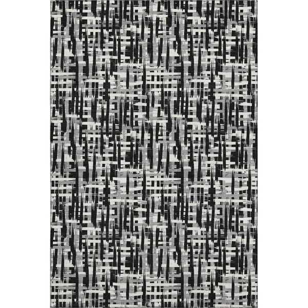 HomeRoots 9' X 12' Modern Black Ivory Gray Abstract Geometric Washable Area Rug with UV Protection & Comfort 682954