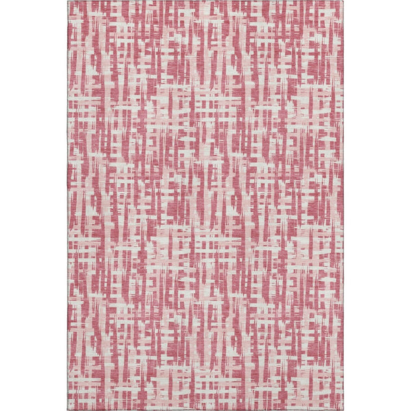 HomeRoots 5' X 8' Blush Pink & Ivory Geometric Area Rug - Washable, UV Protected, Stylish & Durable Design 682957