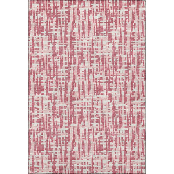 HomeRoots 5' X 8' Blush Pink & Ivory Geometric Area Rug - Washable, UV Protected, Stylish & Durable Design 682957