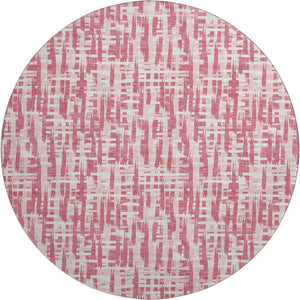 HomeRoots 8' Blush Pink & Ivory Abstract Geometric Round Rug - Washable, UV Protected, Stain Resistant Charm 682958
