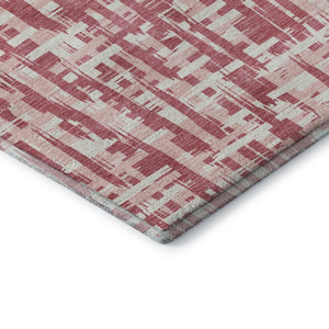 HomeRoots 8' Blush Pink & Ivory Abstract Geometric Round Rug - Washable, UV Protected, Stain Resistant Charm 682958