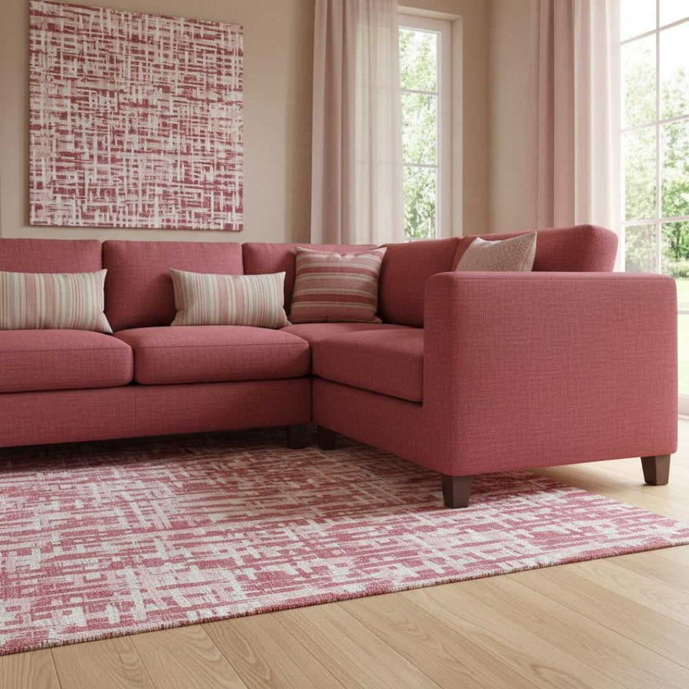 HomeRoots 8' X 10' Blush Pink Ivory Abstract Geometric Washable Area Rug - Stylish & Durable for Family Life 682959