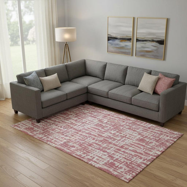 HomeRoots 9' X 12' Blush Pink & Ivory Geometric Washable Area Rug - UV Protected, Stain Resistant, Soft Style 682960