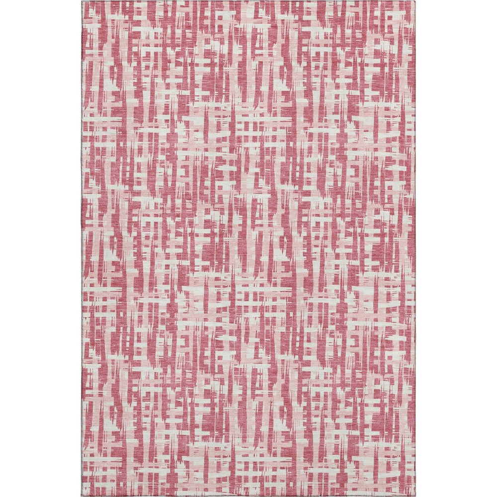 HomeRoots 9' X 12' Blush Pink & Ivory Geometric Washable Area Rug - UV Protected, Stain Resistant, Soft Style 682960