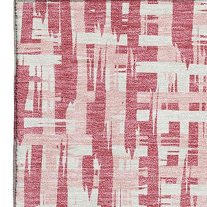 HomeRoots 9' X 12' Blush Pink & Ivory Geometric Washable Area Rug - UV Protected, Stain Resistant, Soft Style 682960