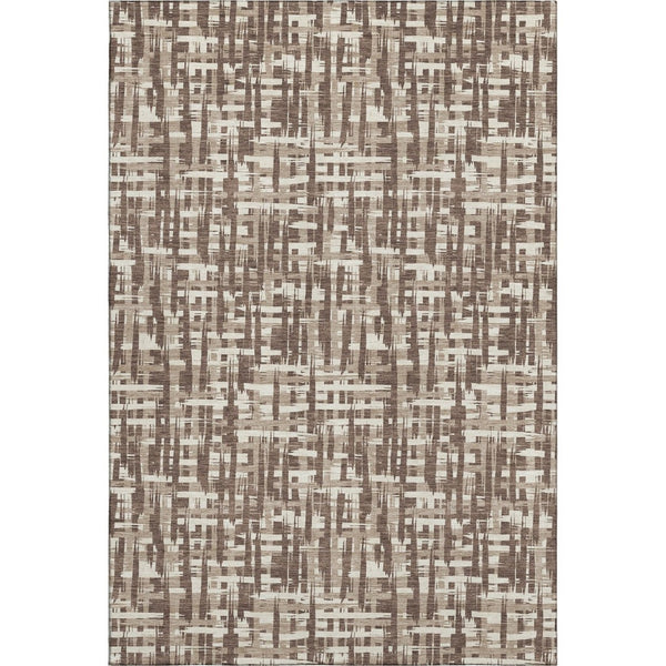 HomeRoots 5' X 8' Abstract Geometric Area Rug in Brown, Beige & Ivory - Washable, UV-Protected & Stain-Resistant 682963