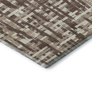 HomeRoots 5' X 8' Abstract Geometric Area Rug in Brown, Beige & Ivory - Washable, UV-Protected & Stain-Resistant 682963