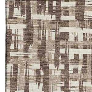 HomeRoots 5' X 8' Abstract Geometric Area Rug in Brown, Beige & Ivory - Washable, UV-Protected & Stain-Resistant 682963