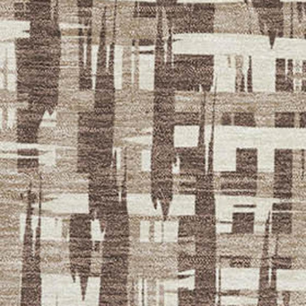 HomeRoots 10' Abstract Geometric Area Rug in Brown Beige Ivory - Washable, UV-Protected, Stain-Resistant Design 682967