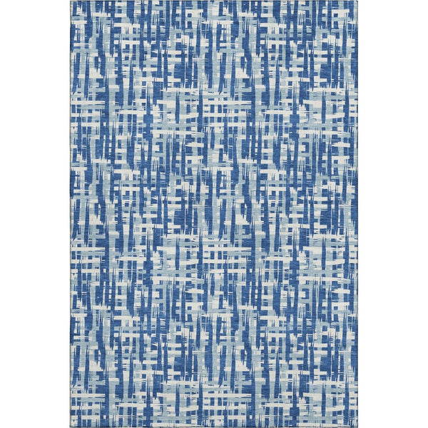 HomeRoots 10' X 14' Blue Denim Abstract Geometric Washable Area Rug with UV Protection for High Traffic Spaces 682973