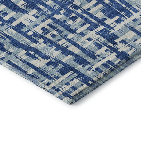 HomeRoots 10' X 14' Blue Denim Abstract Geometric Washable Area Rug with UV Protection for High Traffic Spaces 682973