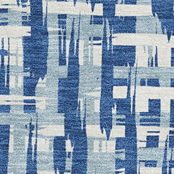 HomeRoots 10' X 14' Blue Denim Abstract Geometric Washable Area Rug with UV Protection for High Traffic Spaces 682973