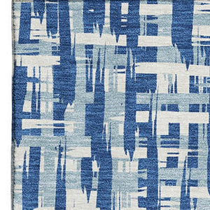 HomeRoots 10' X 14' Blue Denim Abstract Geometric Washable Area Rug with UV Protection for High Traffic Spaces 682973