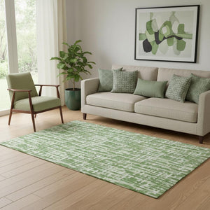 HomeRoots 5' X 8' Artichoke Green & Ivory Abstract Area Rug - Washable, Durable, UV Protected & Soft Design 682975