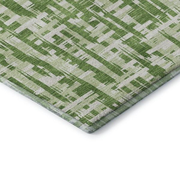 HomeRoots 8' X 10' Artichoke Green & Ivory Abstract Area Rug - Washable, UV-Protected, Easy-Care Design for Homes 682977