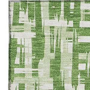HomeRoots 8' X 10' Artichoke Green & Ivory Abstract Area Rug - Washable, UV-Protected, Easy-Care Design for Homes 682977