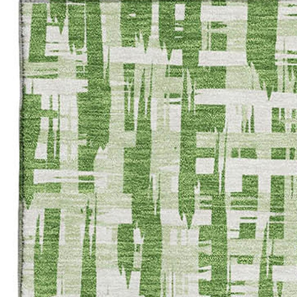 HomeRoots 8' X 10' Artichoke Green & Ivory Abstract Area Rug - Washable, UV-Protected, Easy-Care Design for Homes 682977