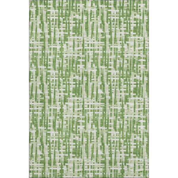 HomeRoots 9' X 12' Artichoke Green & Ivory Abstract Geometric Washable Area Rug for Stylish Home Decor 682978