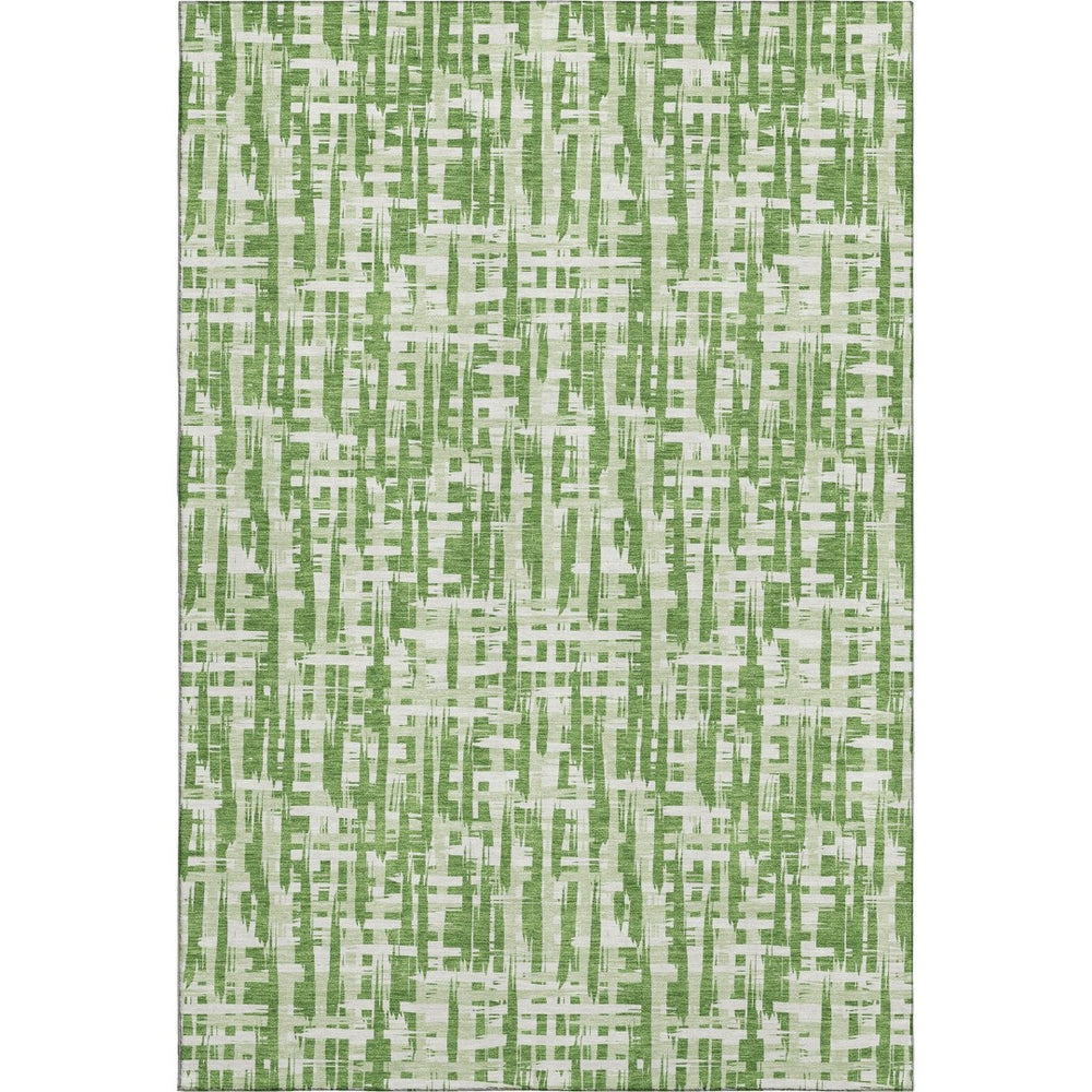 HomeRoots 10' X 14' Artichoke Green & Ivory Abstract Geometric Washable Area Rug with UV Protection & Style 682979