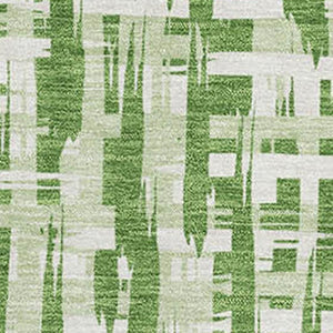 HomeRoots 10' X 14' Artichoke Green & Ivory Abstract Geometric Washable Area Rug with UV Protection & Style 682979