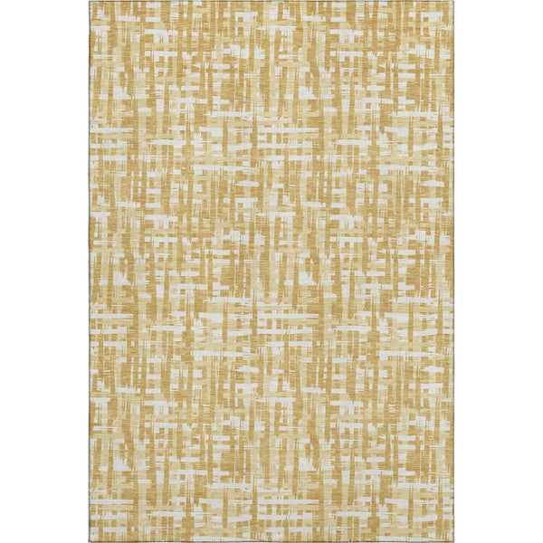 HomeRoots 5' X 8' Gold Ivory Wheat Abstract Geometric Washable Area Rug with UV Protection & Stain Resistance 682981