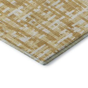 HomeRoots 5' X 8' Gold Ivory Wheat Abstract Geometric Washable Area Rug with UV Protection & Stain Resistance 682981