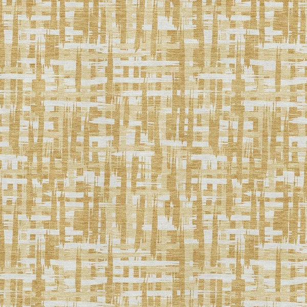 HomeRoots 9' X 12' Abstract Geometric Area Rug in Gold, Ivory, & Wheat - Washable, UV-Protected, Durable Design 682984
