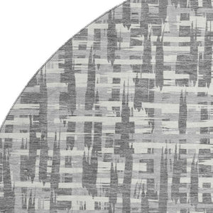 HomeRoots 8' Gray Silver and Ivory Geometric Washable Round Rug with UV Protection for Modern Spaces 682988