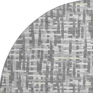 HomeRoots 8' Gray Silver and Ivory Geometric Washable Round Rug with UV Protection for Modern Spaces 682988