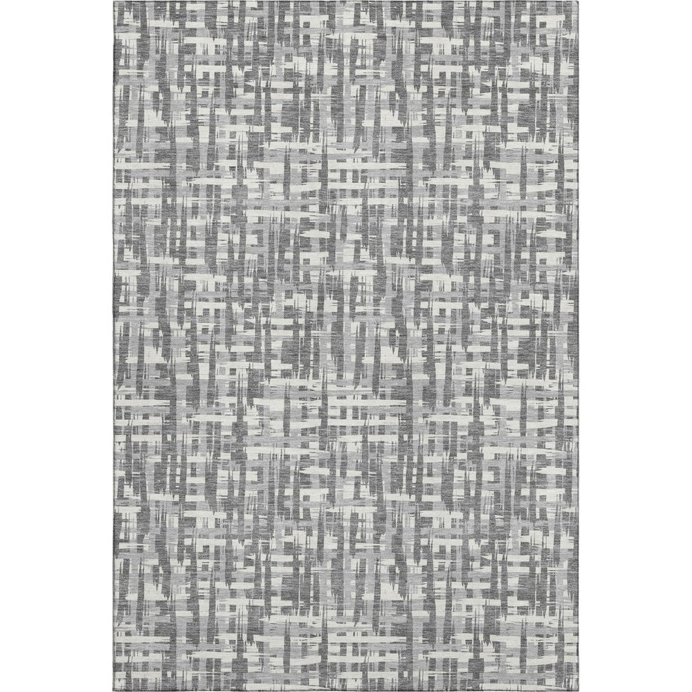 HomeRoots 9' X 12' Stylish Gray Silver Ivory Washable Area Rug with UV Protection for Modern Homes 682990