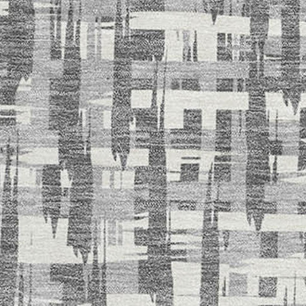 HomeRoots 9' X 12' Stylish Gray Silver Ivory Washable Area Rug with UV Protection for Modern Homes 682990
