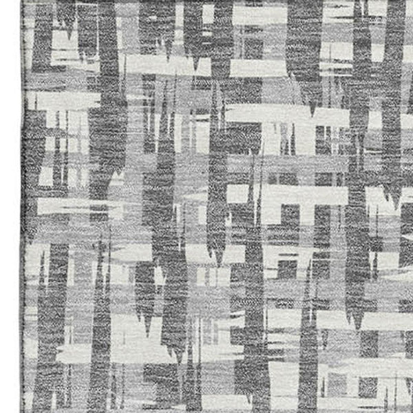 HomeRoots 10' Abstract Geometric Washable Area Rug in Gray, Silver & Ivory with UV Protection for Modern Homes 682991