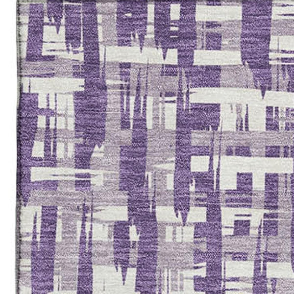 HomeRoots 5' X 8' Elegant Purple Ivory & Lavender Abstract Washable Area Rug with UV Protection for Homes 682993