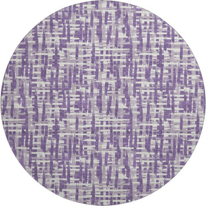 HomeRoots 8' Stylish Purple Ivory Lavender Washable Round Rug - UV Protected, Stain Resistant, Easy Care! 682994
